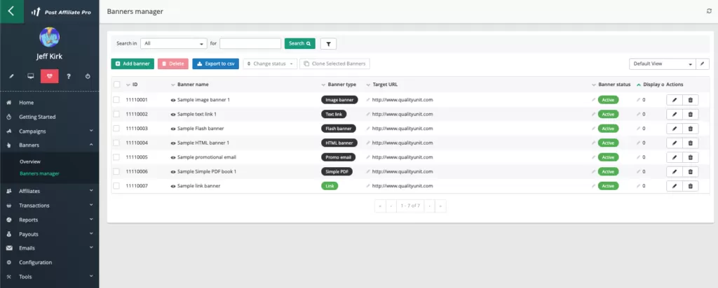Gestionnaire de bannières Sept 2021