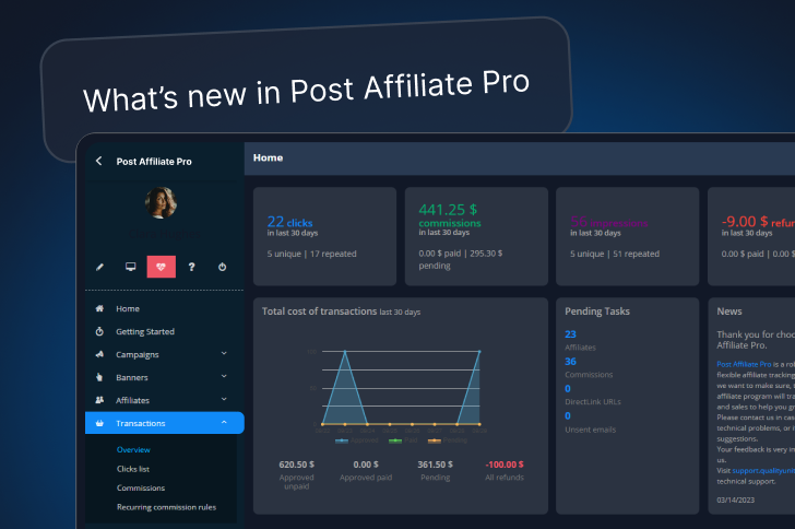 Voir toutes les dernières mises à jour de produit de Post Affiliate Pro.